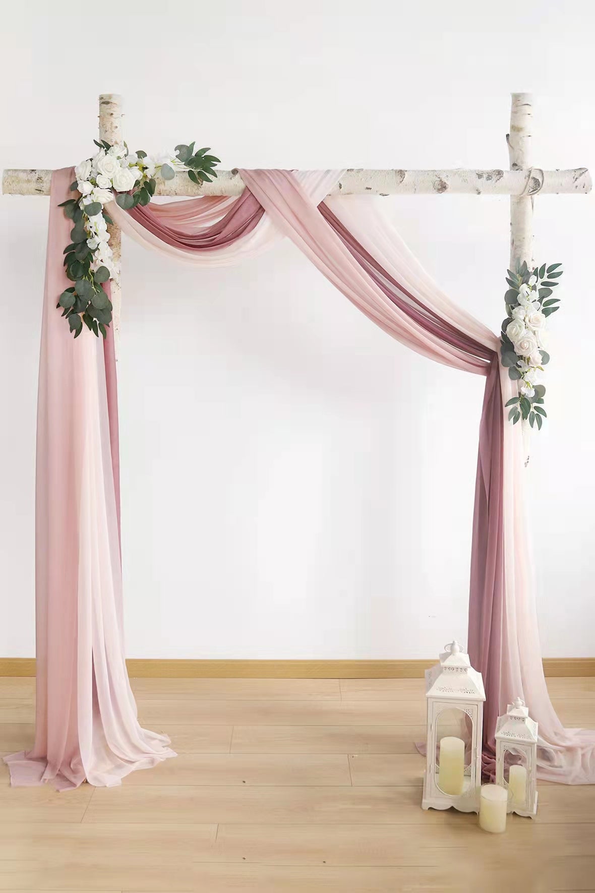 Wedding Arch Flowers  Flower Arch Decor with Drapes - Dusty Rose